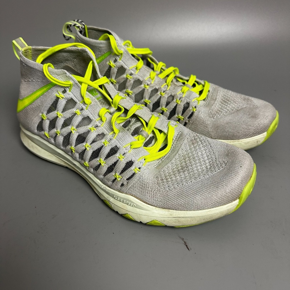 Men's Train Ultrafast Flyknit Wolf Gray and Neon Yellow